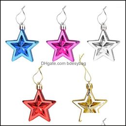 Party Decoration 6Pcs 7Cm Christmas Tree Hanging Ornaments Gold Red Ball Star Planet Drop Delivery 2021 Home Garden Festive S Bdesybag Dhlwh