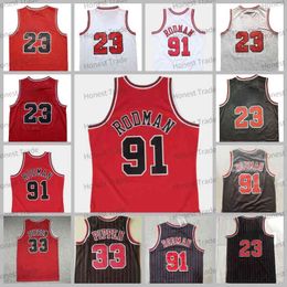 Retro 1997 98 Stars 23 Jersey Red White Dennis Rodman Pippen Mens Basketball Jerseys Mesh Breathable Summer Sports Uniforms MN 1996 1984 198