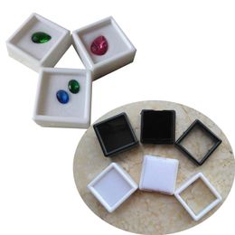 Wholesale 100Pcs Gemstones Display Box Loose Diamond Jewelry Organizer Case Gem Storage Container White Black 220819