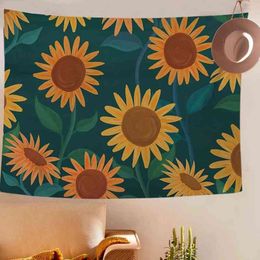 Tropical Plant Tapestry Leaves Pattern Wall Hanging Rugs Mandala Sunflower Art Carpet Beach Towel Yoga Rug J220804