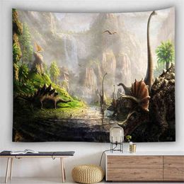 Dinosaur Wall Carpet Animal Hanging Fabric Jurassic Hippie Blanket Boho Decor Bedroom Headboard J220804