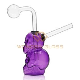 OB-1239 Oil Burner Pipes 6.5Inches Personality Design Skull Hookah Smoking Glass Pipes Smooth Surface For Good Feeling