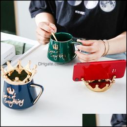 Mugs Queen Of Everything Mug With Crown Lid And Spoon Ceramic Coffee Cup Gift For Girlfriend Wife Fas6 Drop Delivery 2021 Carshop2006 Dhcfu