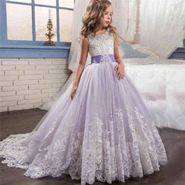 Girl Flower Petals Wedding Dress Children Bridesmaid Outfits Elegant Dress for Girls Vestido Party Prom Gown Princess Costume Y220819