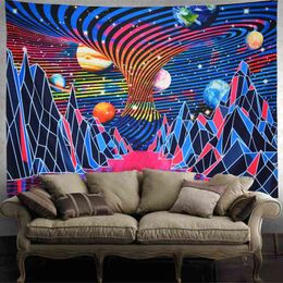 Hippie Tornado Waves Tapestry Retro Abstract Space Landscape Wall Carpet Psychedelic Galaxy Stars Hanging For Room J220804