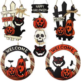 Decorative Flowers & Wreaths Halloween Wreath Door Hanging Sign Outdoor Farmhouse Party Decorated Indoor Ornament For HolidayDecorative