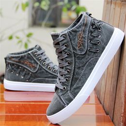 Autumn Summer Men Denim Casual Shoes Fashion Sewing Platform Sneakers Breathable Male High Top Canvas Mens Sho 220819