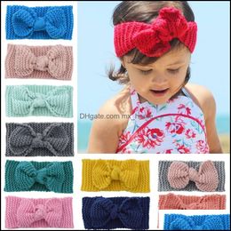 Hair Accessories Europe Fashion Child Baby Knitted Headbands Girls Bands Childrens Bowknot Lovely Kids Headwraps 32 Colours Mxh Mxhome Dhiby