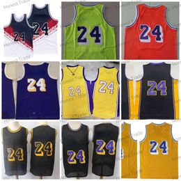 Retro Men 60th 24 Jersey Vintage Stitched Name Number Basketball Jerseys Mesh 71-72 2007 2009 Blue White Yellow Purple Black Stitched Throwb