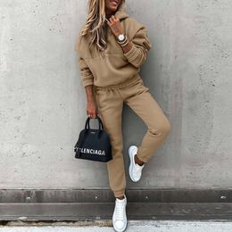 Hoodies Suit Spring Winter Casual Tracksuit Set Women Fleece 2 Pieces Set Sports Sweatshirts Pullover Home Sweatpants Outfits 220819