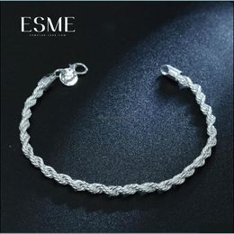 Link Chain 925 Sterling Sier Fine Jewellery For Women And Men 4Mm Charm Flash Twisted Rope Bracelet Pseiras De Prata Drop Carshop2006 Dhbfz