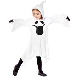 Girls White Ghost Scary Cosplay Kid Children Halloween Hell Devil Fiend Costumes Carnival Purim Parade Role Playing Party Dress Y220819