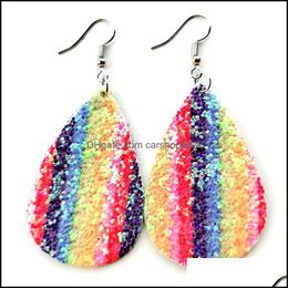 Dangle Chandelier Bohemia Mticolor Water Drop Leather Earrings For Women Sequins Pu Long Fashion Jewelry Party Gifts Del Carshop2006 Dhwa5