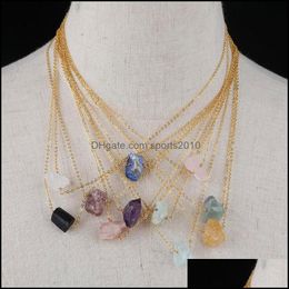 Arts And Crafts Gold Reiki Chakra Irregar Druzy Natural Stone Amethyst Pendant Necklace Rose Quartz Lapis Women Men Link C Sports2010 Dheta