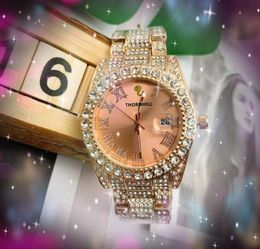 Full Diamonds-studded Men Women Couple Watches 40mm Luxury Shinning Quartz Watch Soid Fine Full Stainless Steel Band Lowest Price Wristwatches Orologio di Lusso