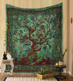 2021 Newest Tree Of Life Wall Decor Picnic Mat Spread Velvet ation Room Tapestry Art Hippie Bedroom Blanket J220804