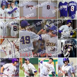 22 NCAA Custom LSU Tigers Baseball Jersey 17 Aaron Nola 12 Kevin Gausman 8 Mikie Mahtook 5 Aaron Hill 35 Alex Lange 19 Ben McDonald 3 Kramer