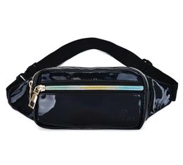 Fasion holographic pvc bag clear bright fanny pack Outdoor small hip waist bag PU leather crossbody packs for women girls Running Jogging Waterproof Phone pouch