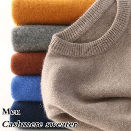Men Cashmere Sweater Autumn Winter Soft Warm Jersey Jumper Robe Hombre Pull Homme Hiver Pullover V-Neck O-Neck Knitted Sweaters 220819