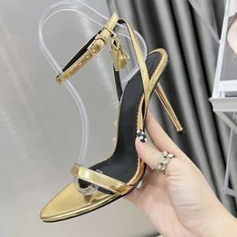 sandali a spillo per donna designer di lusso Scarpe eleganti con tacco alto con zip Vera pelle di alta qualità Sandali Roma comodi con tacco da 10 cm