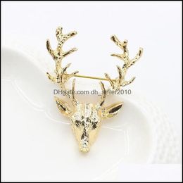 Pins Brooches 1Pc Fashion Golden Deer Antlers Scarf T-Shirts Lapel Pins Broches Para As Mheres Bijoux Drop Delivery 2021 Dhseller2010 Dhzrb