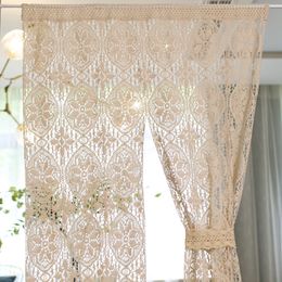Curtain & Drapes American Cotton Thread Crochet Hollow Woven Cabinet Door Partition Geometric Flowers Short Tulle #4Curtain