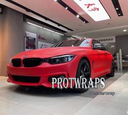 Premium Super Red Matte Vinyl Wrap For Whole Car Body Wrapping foil Covering FILM 1080 Series Initial Low Tack Glue 1.52x20m Roll 5x65ft