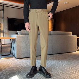 Men's Suits & Blazers Autumn Elastic Waist Slim Fit Suit Pant For Men Casual Business Dress Pants Office Social Wedding Trousers ClothingMen