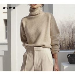 WYWM Cashmere Elegant Turtle Neck Women Sweater Soft Knitted Basic Pullovers O Neck Loose Warm Female Knitwear Jumper 220818