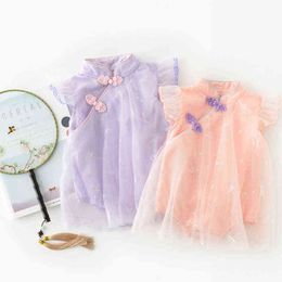 2022 Baby Kids Clothes Summer New Bodysuit Infant Princess Dress Party Wedding Christening 6 -24Months Cute Cheongsam Y220819