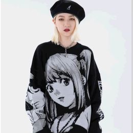 Erkek Kazak Anime Kız Örme Deathed Noted Kazak Kazak Misa Amane 2022 Hip Hop Streetwear Vintage Harajuku ÇiftlerErkekler