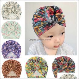 Caps Hats 15578 Vintage Europe Infant Baby Boys Girls Hat Florals Donut Headwear Child Toddler Kids Beanies Turban Babies Dr Mxhome Dhox8