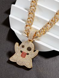 Choucong Hip Hop Bling Fashion Chains Jewelry Mens Gold Silver Miami Cuban Link Chain Necklaces Diamond Crystal Iced Out Chian Women Men Necklace Ghost design