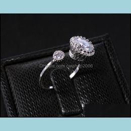 Solitaire Ring Wedding Engagement Rings For White Gold Plated Cubic Zirconia Austrian Crystal Gemstone Drop Delivery 2021 Carshop2006 Dhjib