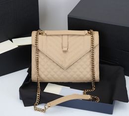 Designer handbags HOT square fat LOULOU chain bag real leather women's bag large-capacity shoulder bags 24cm high quality quilted messenger 1842