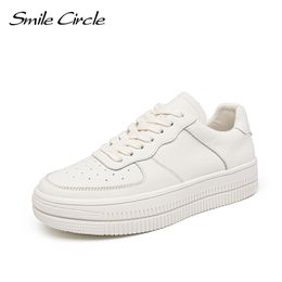 Smile Circle White Sneakers Women Flat Platform Shoes Spring Casual Round toe Breathable Ladies 220819