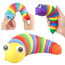 DHL Fast 2022 Fidget Slug Party Articulated Flexible 3D Slug Joints Curled Relieve Stress Anti-Anxiety Sensory For Children Aldult p0819