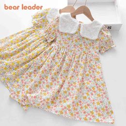 Bear Leader New Girls Princess Dresses 2022 Summer New Children's Clothing Cute Floral Girls Dress Sweet Print Baby Costume Y220819