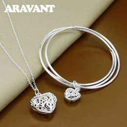 Bracelet Bangle Designer 925 Silver Jewelry Sets Heart Pendant Necklaces Three Circle Bangles for Women Fashion