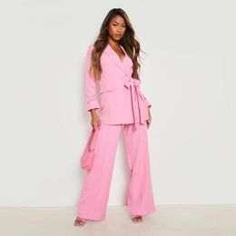 Pink Women Suits Peaked Lapel Office Lady Tuxedos With Belt Female Business Suit Evening Formal Blazers 2 Pieces Set Jacket And Loose Pants