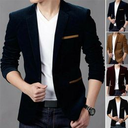 Velvet Men s Formal Suit Blazer Coat Business Casual One Button Slim Fit Jacket Tops 220819