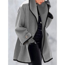 Winter Woman Coat Fashion Korean Preppy Style Retro Versatile Windbreaker Casual Warm Woolen Oversize Manteau Femme Hiver 220819