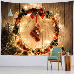 Christmas Cartoon Illustration Carpet Wall Hanging Cute Kawaii Boho Style Background Cloth Home Decor J220804