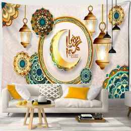 Islamic Ramadan Lantern Carpet Wall Hanging Muslim Holiday Party Bohemian Style Witchcraft Psychedelic Hippie Home Decor J220804