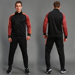 2Pcs Set Men's Soccer Sportswear Tracksuit Jacket Football Training Suit Autumn Winter Spring Long Sleeve Zipper Top and Pants 220819