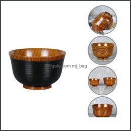 Bowls Practical Japanese Style Wooden Bowl Small Compact Easy To Clean Drop Delivery 2021 Home Garden Kitchen Dining Bar Dinner Mjbag Dhxj3