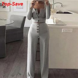 Fashion Round Neck Casual Birthday Outfits Women's Suit Button Elegant Long Sleeve Street Wear Woman Tracksuit Two Piece Set 220819