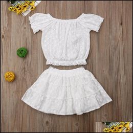 Clothing Sets Summer Infant Baby Girls Lace Set Kids White Short Tops And Skirt Girl 2Pcs Outfits Children Mxhome Drop Deliver Mxhome Dhzhp
