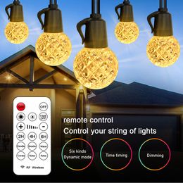 LED String 49FT 15M 20 bulbs Waterproof Warm White G40 Globe Christmas Garden Outdoor String Lights for Holiday