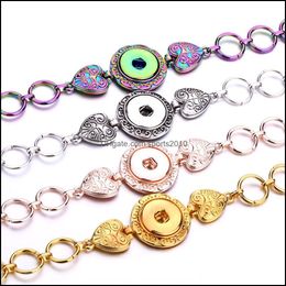 Arts And Crafts Colorf Sier Gold Rose Colour 18Mm Snap Button Heart Charms Bracelet Bangle For Women Supplier Wholesal Spor Sports2010 Dhg5N